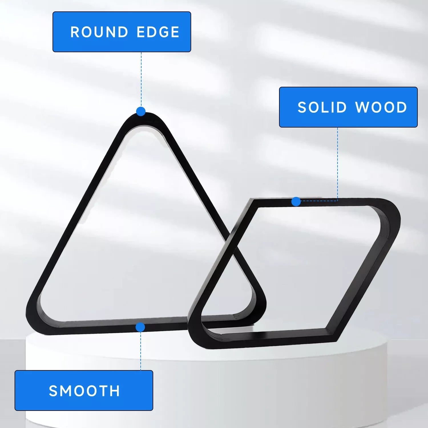Black Solid Wood Billiard Table 8-Ball Triangle/9-Ball Diamond Pool Ball Racks