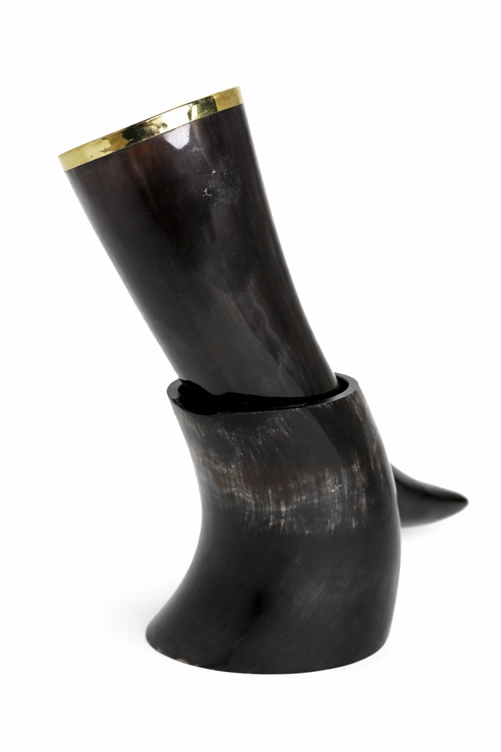 Genuine Ox Horn Drinking Horn Mug with Stand – 10–12 Inch Natural Horn