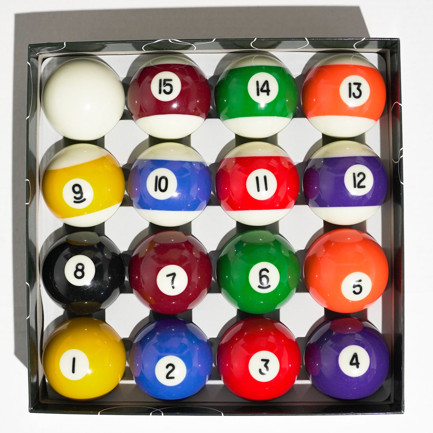 8-Ball Marble Pool Ball Set – Regulation Size Billiard Balls
