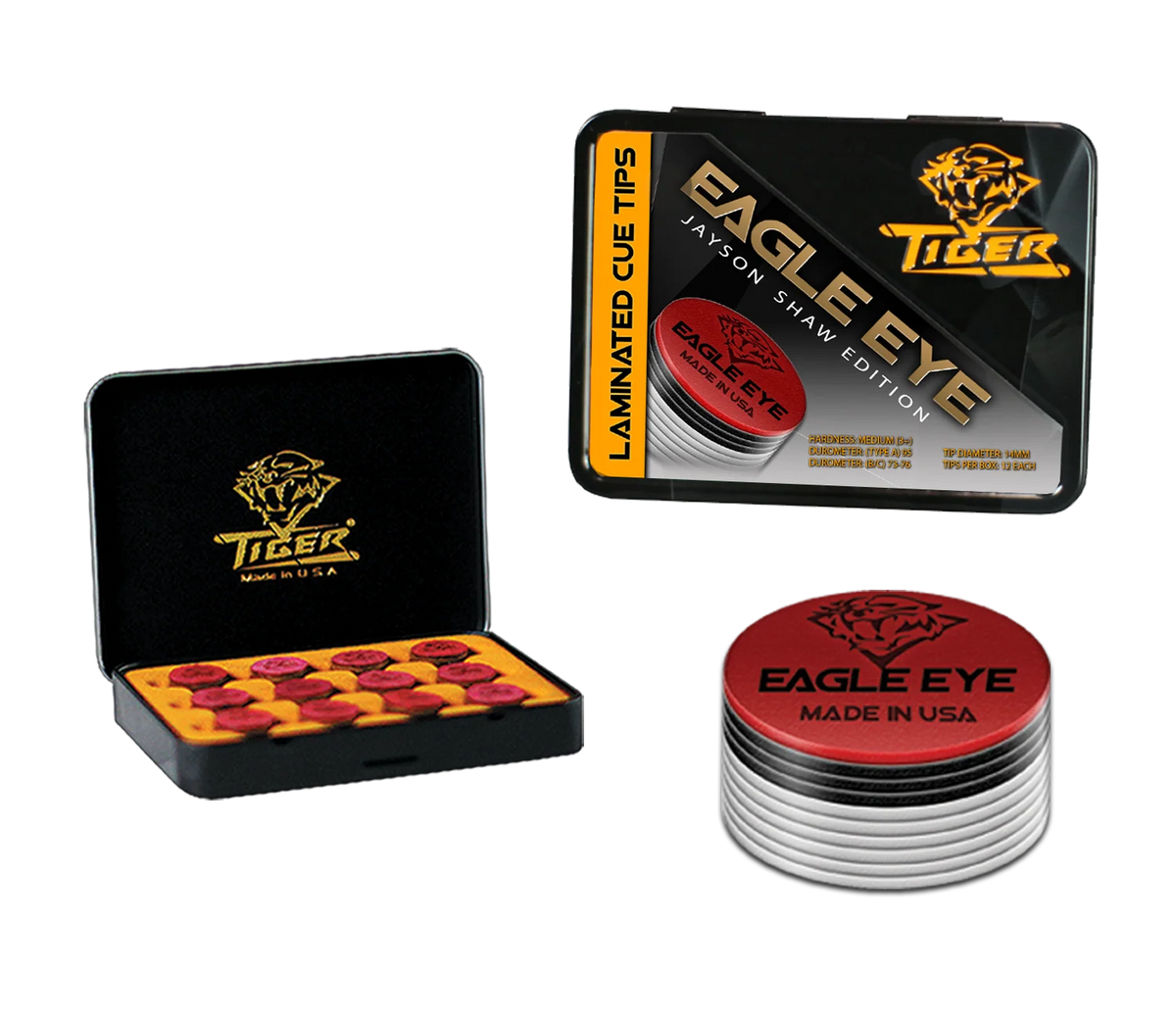 Tiger Eagle Eye Laminated Cue Tip - 14mm Medium