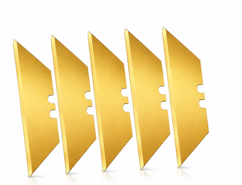 5-Pack Gold Titanium-Plated Pool Cue Tip Shaping Blades – Precision Multipurpose Cutting Blades for Cue Repair